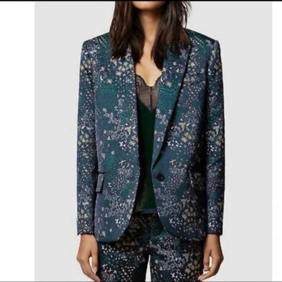 ZADIG & VOLTAIRE Viking Jac Glam Navy Jacquard Blazer - Picture 1 of 11